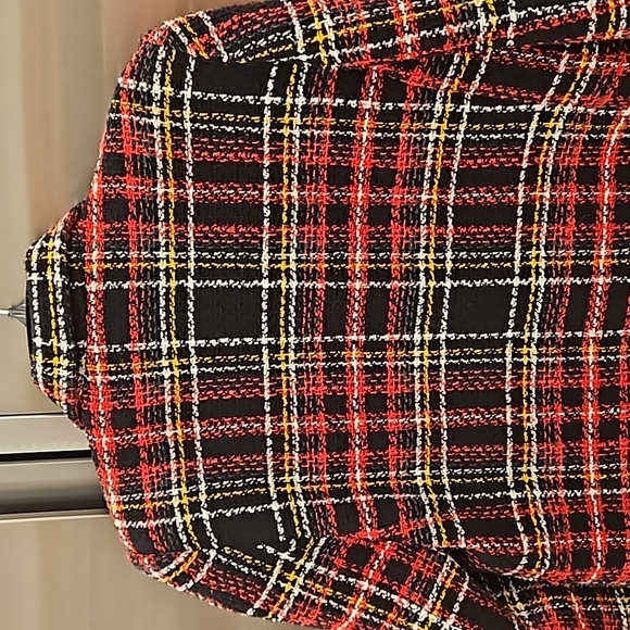 💕MANGO💕 Buttons Tweed Blazer ~ Multi-Color Plaid Print US Medium - Picture 11 of 15